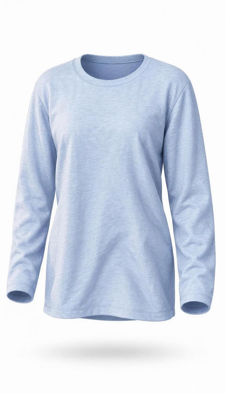 Land’s End Womens Plus 1XL Light Blue Striped Long Sleeve Scoop Neck Tee